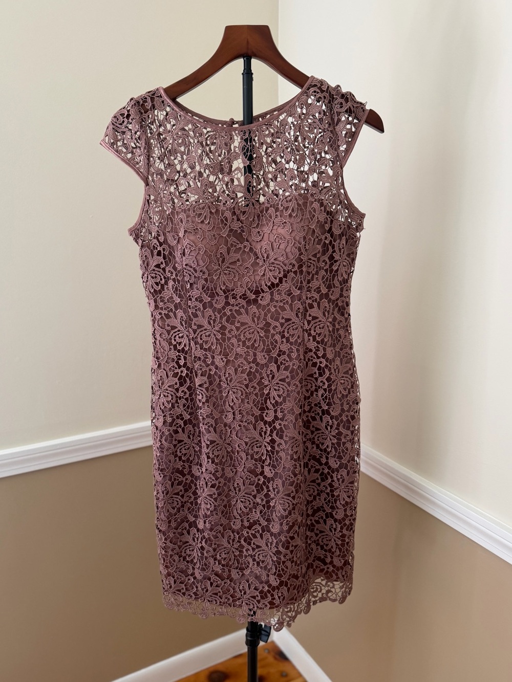 Adrianna Papell Dusty Rose Lace Midi Dress